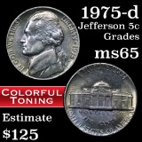 1975-d Color Jefferson Nickel 5c Grades GEM Unc