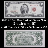 1963 $2 Red Seal United States Note Grades Gem++ CU