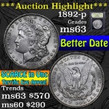 ***Auction Highlight*** 1892-p Morgan Dollar $1 Graded Select Unc by USCG (fc)