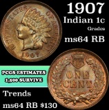 1907 Indian Cent 1c Grades Choice Unc RB