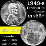 1943-s Lincoln Cent 1c Grades GEM+ Unc