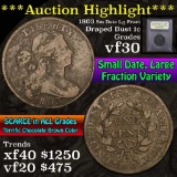 ***Auction Highlight*** 1803 Sm date, Lg fraction Draped Bust Large Cent 1c Graded vf++ by USCG (fc)