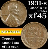 1931-s Lincoln Cent 1c Grades xf+