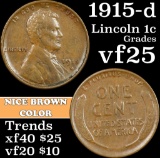 1915-d Lincoln Cent 1c Grades vf+