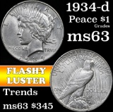 1934-d Peace Dollar $1 Grades Select Unc