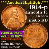 ***Auction Highlight*** 1914-p Lincoln Cent 1c Grades GEM Unc RD (fc)