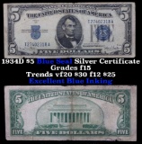 1934D $5 Blue Seal Silver Certificate Grades f+