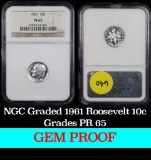 NGC 1961 Roosevelt Dime 10c Graded pr65 by NGC