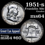 1951-s Franklin Half Dollar 50c Grades Choice Unc