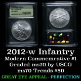 2012-w INFANTRY Modern Commem Dollar $1 Graded ms70, Perfection by USCG