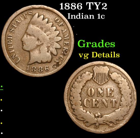 1886 TY2 . . Indian Cent 1c Grades vg details