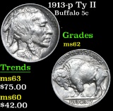 1913-p Ty II . . Buffalo Nickel 5c Grades Choice AU/BU Slider