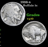 1916-s . . Buffalo Nickel 5c Grades vg+