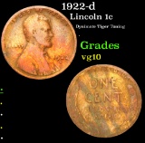 1922-d Dynimate Tiger Toning . Lincoln Cent 1c Grades vg+