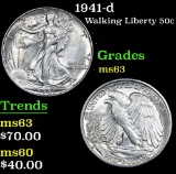 1941-d . . Walking Liberty Half Dollar 50c Grades Select Unc