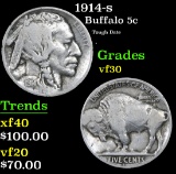 1914-s Tough Date . Buffalo Nickel 5c Grades vf++