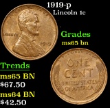 1919-p . . Lincoln Cent 1c Grades GEM Unc BN