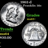 1962-d . . Franklin Half Dollar 50c Grades Select+ Unc