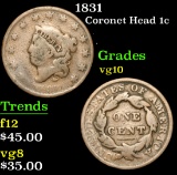 1831 . . Coronet Head Large Cent 1c Grades vg+