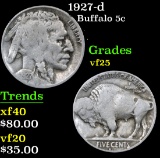 1927-d . . Buffalo Nickel 5c Grades vf+