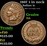 1897 1 in neck Rare and sought varity . Indian Cent 1c Grades vf+