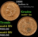 1906 . . Indian Cent 1c Grades Choice+ Unc RB
