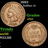 1883 . . Indian Cent 1c Grades xf+