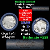 Full roll of Buffalo Nickels, 1920 on one end & a 'd' Mint reverse on other end (fc)