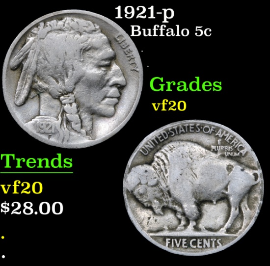 1921-p . . Buffalo Nickel 5c Grades vf, very fine