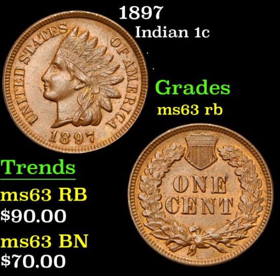 1897 . . Indian Cent 1c Grades Select Unc RB