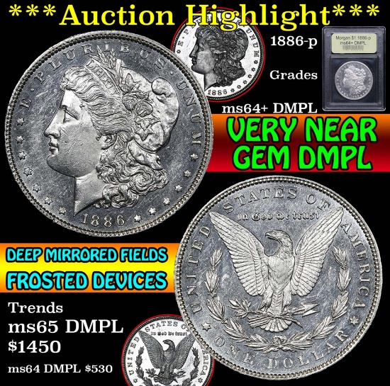***Auction Highlight*** 1886-p Morgan Dollar $1 Graded Choice Unc+ DMPL by USCG (fc)