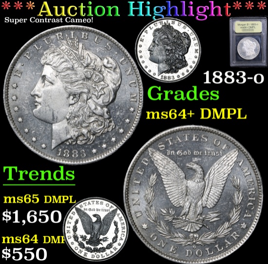 *Auction Highlight* 1883-o Super Contrast Cameo! Morgan $1 Graded Choice Unc+ DMPL By USCG (fc)