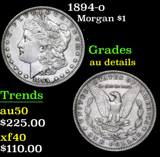 1894-o . . Morgan Dollar $1 Grades AU Details