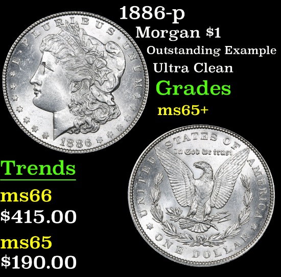 1886-p Outstanding example Ultra clean Morgan Dollar $1 Grades GEM+ Unc