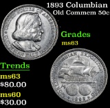 1893 Columbian . . Old Commem Half Dollar 50c Grades Select Unc