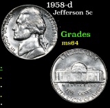 1958-d . . Jefferson Nickel 5c Grades Choice Unc