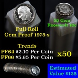 Proof 1975-s Roosevelt Dime 10c roll, 50 pieces (fc)