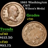 1863 Washington Wilson's Medal . Civil War Token 1c Grades vf++