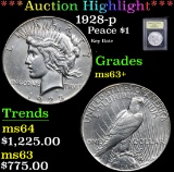 ***Auction Highlight*** 1928-p Key Date . Peace Dollar $1 Graded Select+ Unc By USCG (fc)