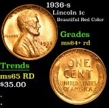 1936-s Beautiful Red color . Lincoln Cent 1c Grades Choice+ Unc RD