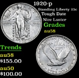 1920-p Tough Date Nice Luster Standing Liberty Quarter 25c Grades Choice AU/BU Slider