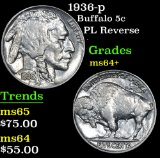 1936-p PL Reverse . Buffalo Nickel 5c Grades Choice+ Unc