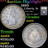 *Auction Highlight* 1895 Great Color Super Eye Appeal Liberty Nickel 5c Graded Choice Unc By USCG fc
