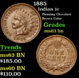 1885 Pleasing Chocolate Brown Color . Indian Cent 1c Grades Select Unc BN