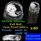 Proof 2007-s Jefferson nickel 5c roll, 40 pieces