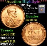 *Auction Highlight* 1910-p Strong Luster Great Red Color Lincoln 1c Graded GEM+ Unc RD By USCG (fc)