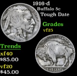 1916-d Tough Date . Buffalo Nickel 5c Grades vf+