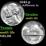 1943-p . . Jefferson Nickel 5c Grades GEM 5fs