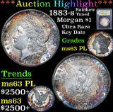 *Auction Highlight* 1883-s Rainbow Toned Ultra Rare Morgan $1 Graded Select Unc PL By USCG (fc)