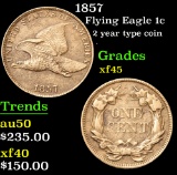 1857 2 year type coin . Flying Eagle Cent 1c Grades xf+